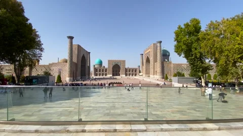 Awesome View Of The Registan Square In Samarkand, Uzbekistan Stock Footage 267002186
