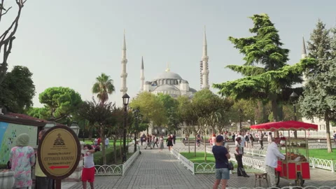 Awesome view of the Sultan Ahmed Mosque (the Blue Mosque) Stock Footage 192832029