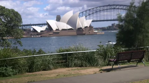 Awesome View Of Sydney Harbour From The Botanical Gardens In Sydney, Australia Stock Footage 158904335