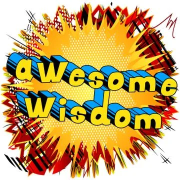 Awesome Wisdom - Comic book style word on abstract background. Illustrazione stock