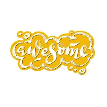 Awesome word speech bubble icon symbol. Web design. Sticker design. Hand dr.. Stock Illustration