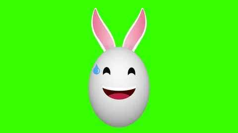 Awkward situation laughing easter bunny on green screen for easter day cele.. Stock Illustration