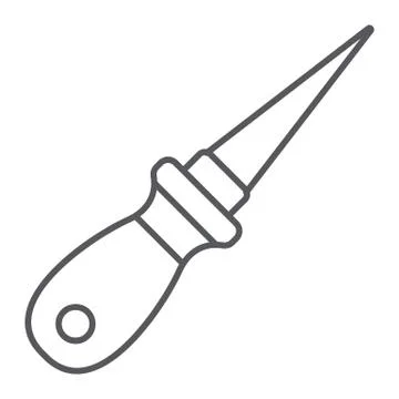 Awl thin line icon, craft and sew, pricker sign, vector graphics, a linear Stock Illustration