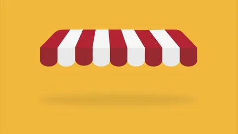 Awning isolated on white background. Striped red and white sunshade for shops Stock Footage 195820015
