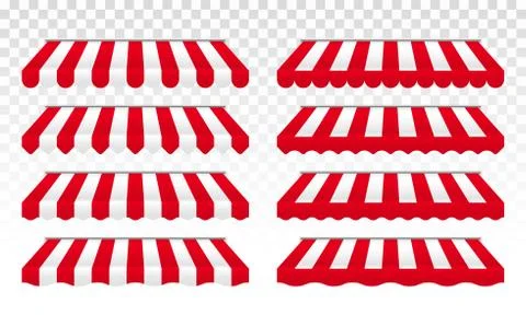 Awning tent with vector red and white stripes Ilustração Stock