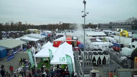 Awnings by a Racetrack Video stock 83100107