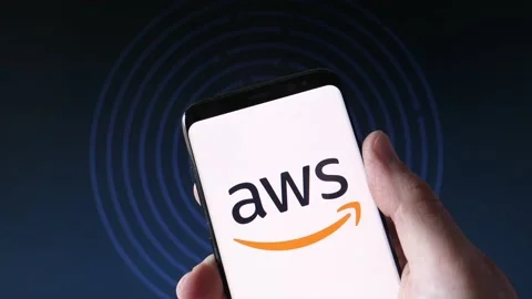 AWS Amazon Web Services on Computer Screen and Smartphone app Stock Footage 152116785