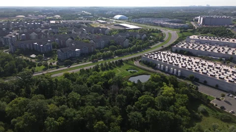AWS Data Center Beside Road and Suburban Development Video stock 342691373