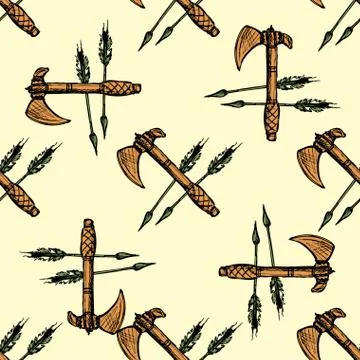 Ax and arrows seamless pattern background Stock Illustration