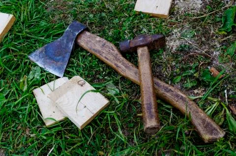 Ax and hammer Stock Photos