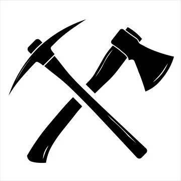 Ax and mining pickaxe equipment tool icon stock illustration flat design Stock Illustration