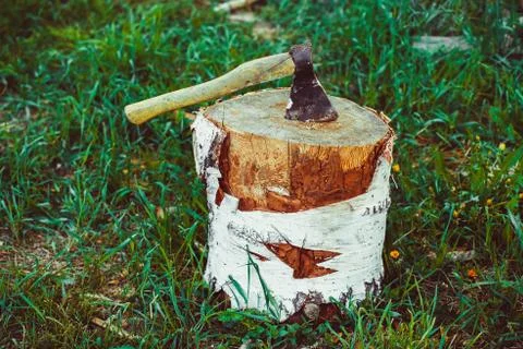 Ax in the beam Stock Photos