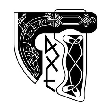 An ax in the Celtic style. Stock Illustration