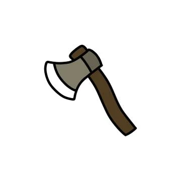 Ax doodle icon, vector color line illustration Stock Illustration