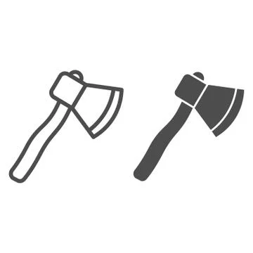 Ax line and solid icon, picnic concept, axe sign on white background, axe icon Stock Illustration