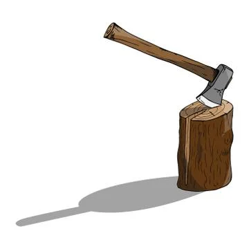 Ax in the log icon. Stock Illustration