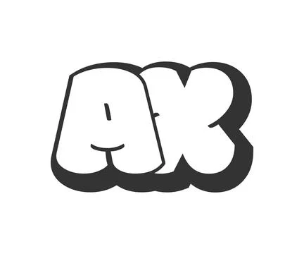 AX logo, bubble comic lettering, rounded in graffiti style black and white .. Stock Illustration