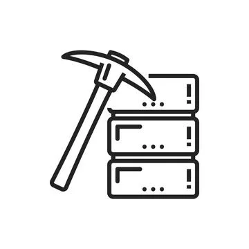 Ax to mine bitcoin, data storage server isolated Illustrazione stock