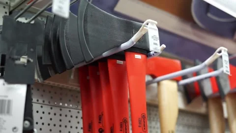 The ax is for sale in the store Stock Footage 259931371