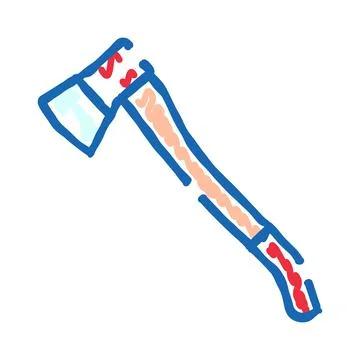Ax tool doodle icon for woodworking activity Stock Illustration