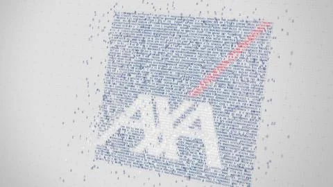 AXA Group logo being made with many numbers. Digital business conceptual 스톡 일러스트