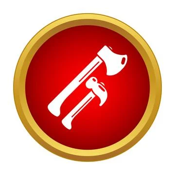 Axe and hammer tools for construction and repair icon Stock Illustration
