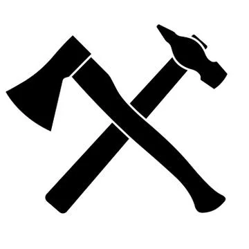 Axe and hammer on a white background Stock Illustration