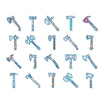 Axe and hatchet tools collection icon set Illustrazione stock
