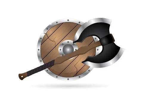 Axe and shield vector illustration Stock Illustration