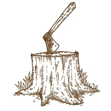 Axe and trunk Иллюстрация