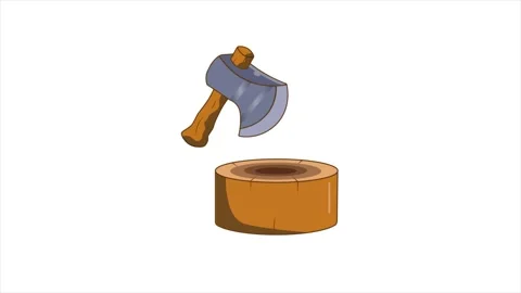 Axe and wood cutting 2d animation video Vídeo Stock 296090630