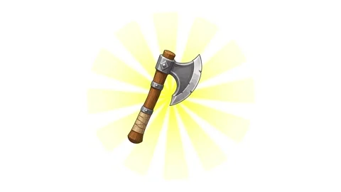 Axe animated weapon upgrade level tier with sunburst light ray in 4k isolat.. Stock Footage 342538689