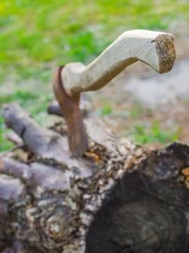 Axe on the beam Foto stock