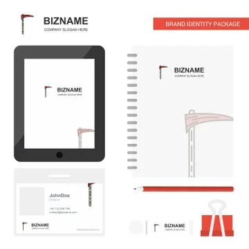Axe  Business Logo, Tab App, Diary PVC Employee Card and USB Brand Stationary Illustration
