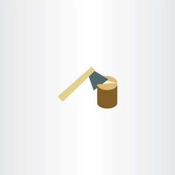 Axe chopping wood vector flat icon 스톡 일러스트