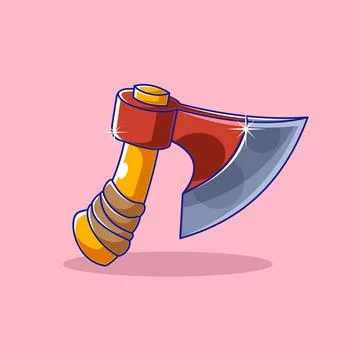 Axe floating cartoon style vector icon illustration Stock Illustration