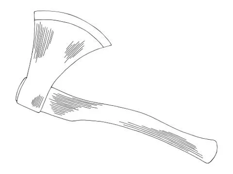 Axe graphic black white isolated sketch illustration vector Stock Illustration