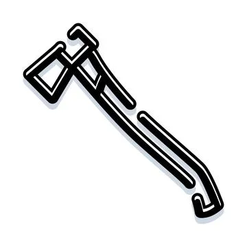 Axe graphic icon with handle and blade outline Illustration