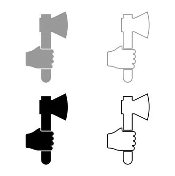 Axe in hand set icon grey black color vector illustration image flat style so Stock Illustration