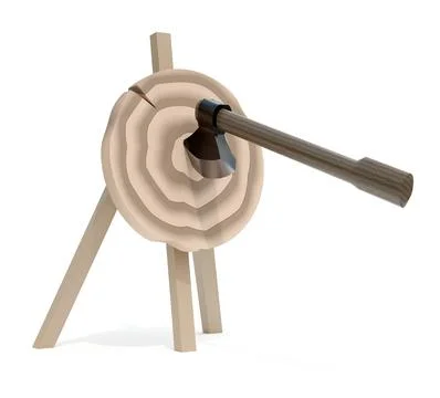 Axe hits target Stock Illustration