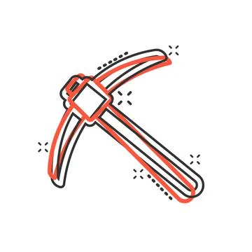 Axe icon in comic style. Lumberjack cartoon vector illustration on white isol Stock Illustration