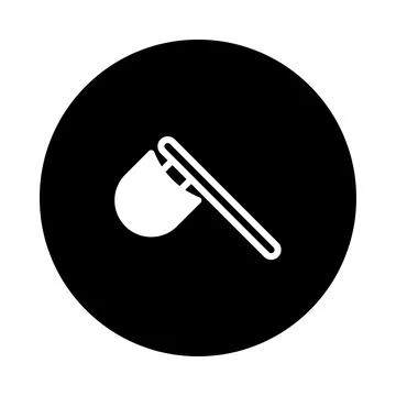 Axe icon design showcases sharp blade and sturdy handle against a circular .. Illustration