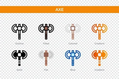 Axe icon in different style. axe vector icons designed in outline, solid, c.. Illustrazione stock