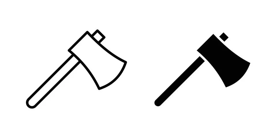 Axe icon drawing lines. Silhouette style vector bundle Stock Illustration
