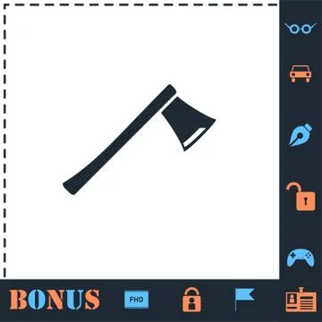 Axe icon flat Stock Illustration
