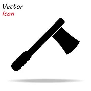 Axe icon flat. Illustration isolated vector sign symbol. Black wood ax on whi Stock Illustration