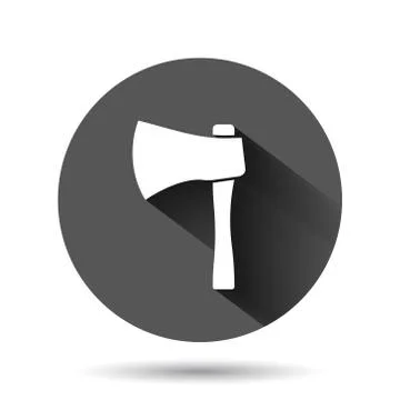 Axe icon in flat style. Lumberjack vector illustration on black round backgro Stock Illustration