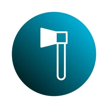 Axe icon graphic illustration centered on a blue circular background promot.. Stock Illustration