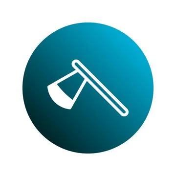Axe icon inside a gradient circle button showcasing forestry tools and equi.. Illustrazione stock