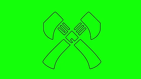 Axe icon isolated, black background, hd motion graphic animation Stock Footage 314630315